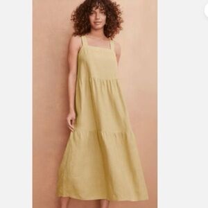 Washed Organic Linen Delave Tiered Dress XL
